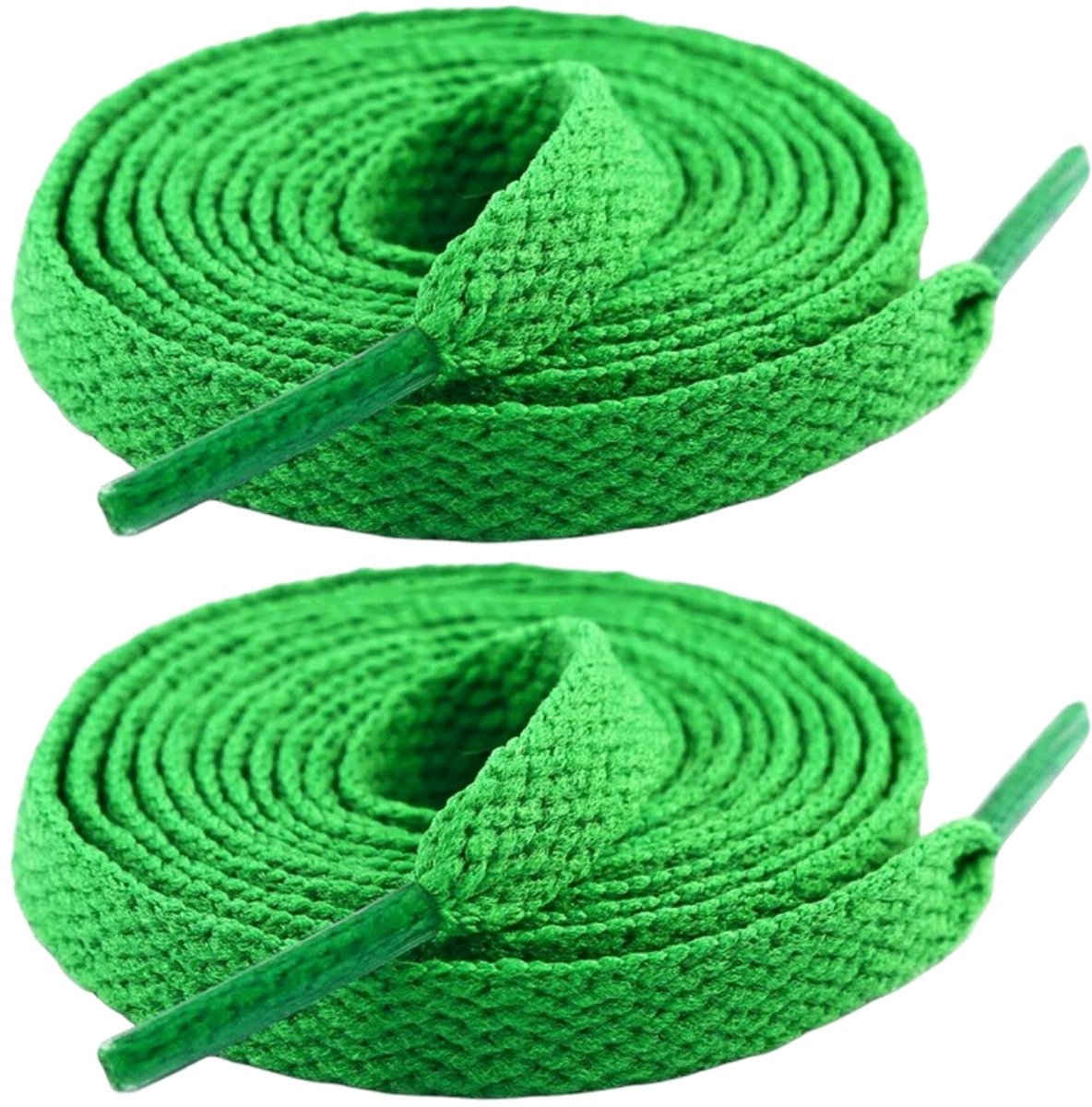 Fako Fashion - Schoenveters - Veters - Plat - 8mm - 120cm - 1 Paar - 2 Stuks - Groen