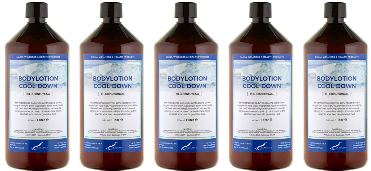 Bodylotion Cool Down 1 Liter - set van 5 stuks - Voordeelverpakking