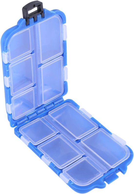 Boîte à pêche | Boîte à poissons | Boîte à hameçons| boîte à hameçons| Mini boîte de rangement à 10 compartiments pour matériel de pêche et hameçons |Boîte à appâts | Boîte à crochet |Accessoires de vêtements pour bébé de Pêche | Bleu