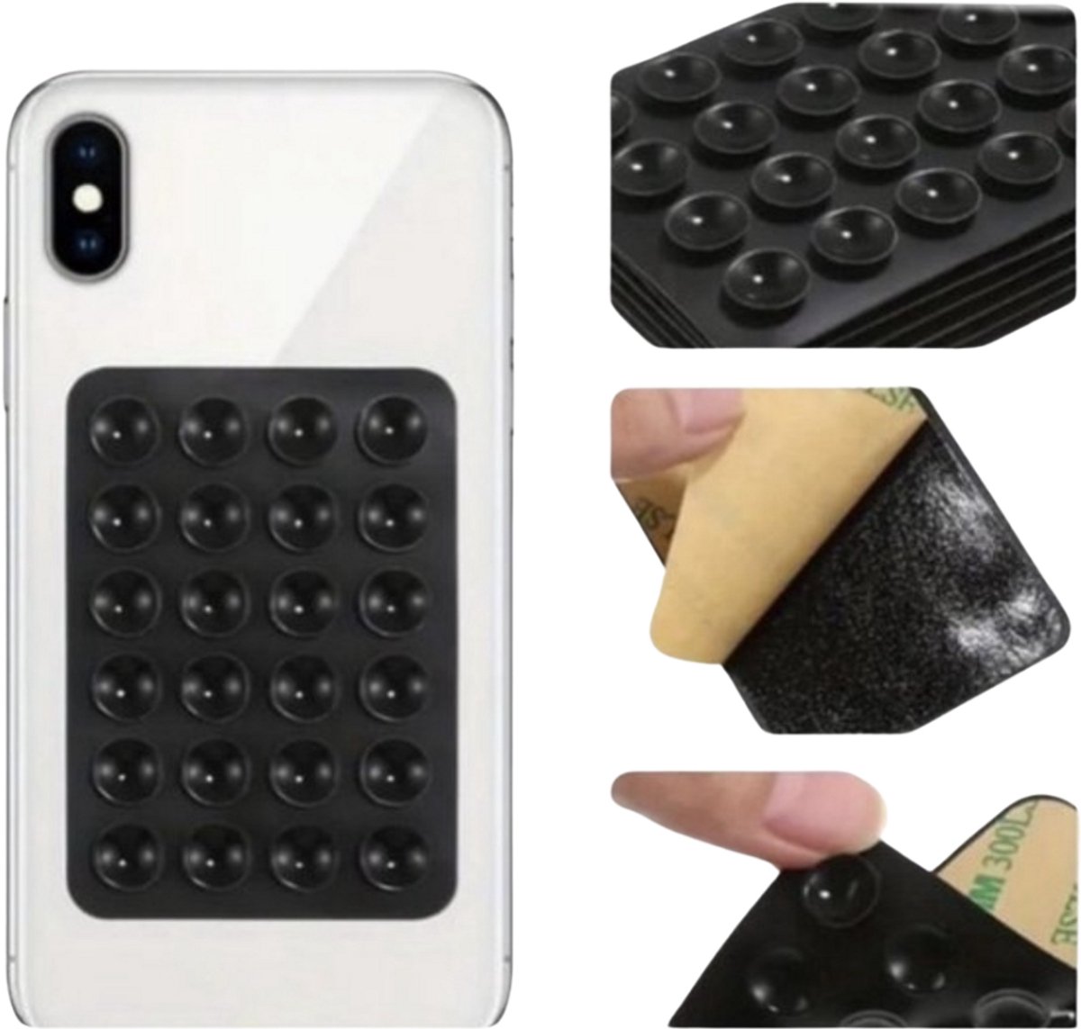Zuignap voor op Telefoon Hoesje - Telefoonhouder - Voor Selfies - Sterke Zelfklevende Telefoonhoeshouder - Telefoonaccessoires - Zwart - Zuignap - Selfie - Auto/Douche/Spiegel