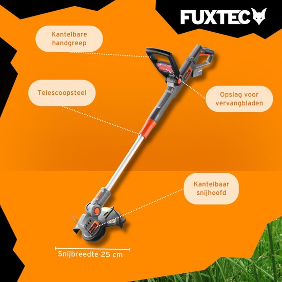 FUXTEC bosmaaier accu 20V - grastrimmer - set met batterij (2A), lader (2,4A) en reservemesjes (20 stuks) van FUXTEC — afbeelding 3