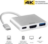 Xtabarya 4K Usb C Hub 3 In1 Adapter Usb Type C Hub Naar Hdmi-Compatibel 4K Ondersteuning geschikt voor Samsung Dex Modus USB-C Dock Met Pd Voor Macbook Pro/Air Zilver