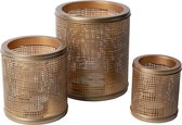 Atmooz - Theelichthouder Joleen - Set van 3 - Antique Brass - Luxe Sfeerverlichting - Goudkleurig - Metaal - Kaarsenhouder