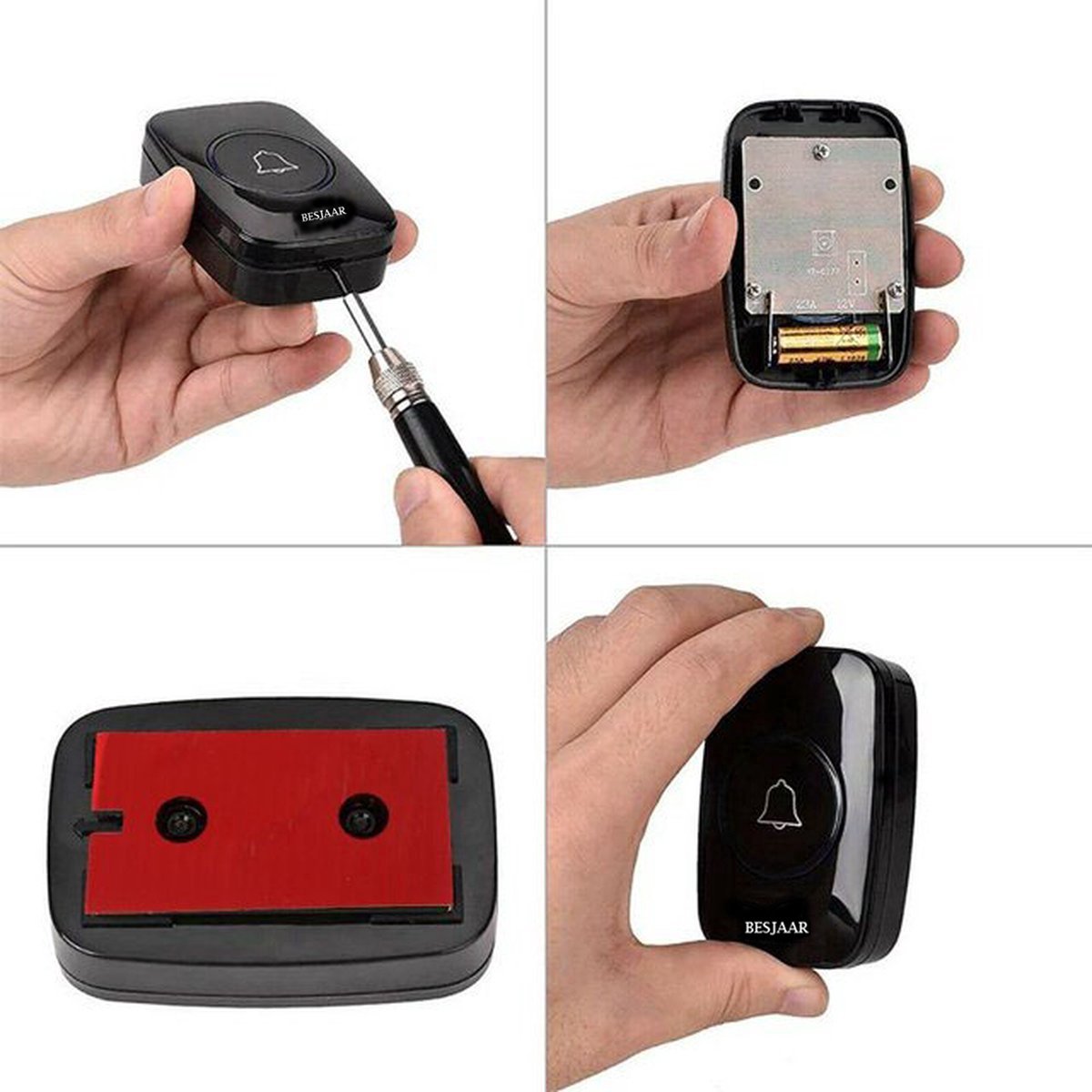 Besjaar Deurbel - deurbel draadloos - Draadloze Deurbel - Inclusief Batterijen - Deurbellen - IP44 Waterdicht - Zwart — cadeau in Elektronica - foto 6