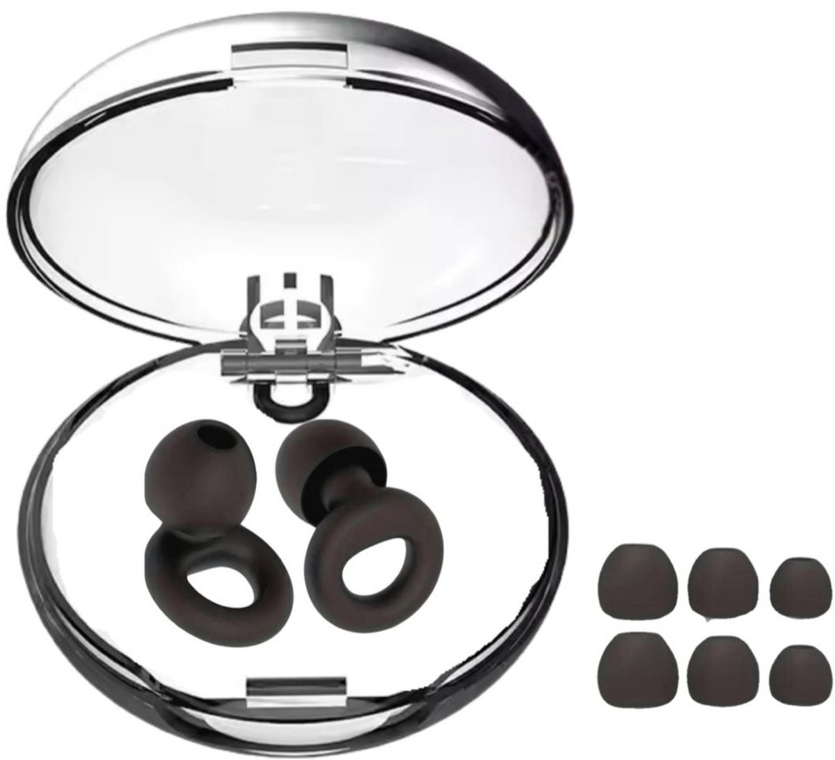 BMJ Trading® - Oordoppen Slapen met Luxe Case - Verschillende Maten - Earplugs - Reizen - Deluxe - Earplugs - Sleep Plugs - SNR 26 dB Demping - Festival Oordopjes - Oordoppen Muziek - Partyplug - Oordoppen Snurken - Zwart - 8 Dopjes