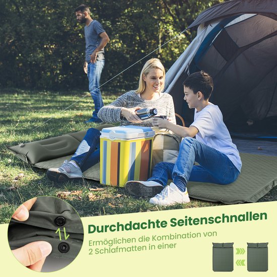 COSTWAY Campingmat, zelfopblazend, 2 personen, campingmat met kussen, ultralicht, waterdicht, luchtmatras, campingmatras, slaapmat voor kamperen, wandelen, strand, reizen van Costway — afbeelding 4
