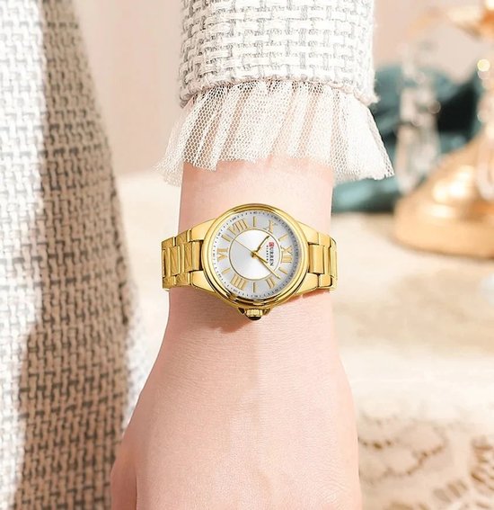 Curren - Montre - Montre Homme - Quartz - Cadran Argenté - Bracelet Or - 33mm - 9091