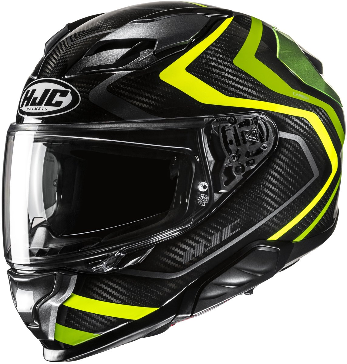 HJC F71 Carbon Nevio Zwart Groen Geel Integraalhelm - Maat XL - Helm