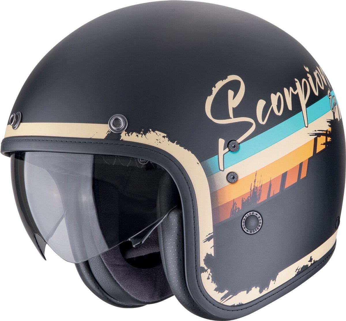 Scorpion Belfast Evo Adonis Zwart Beige Jethelm - Maat XL - Helm