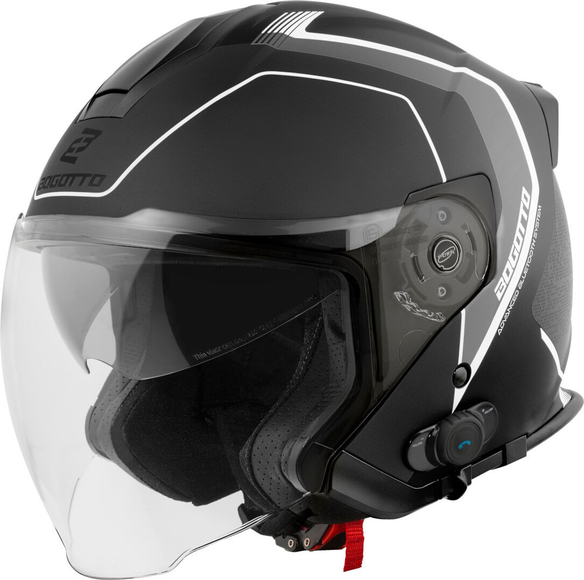 Bogotto H586 BT Illus Zwart Grijs Bluetooth Jethelm - Maat M - Helm