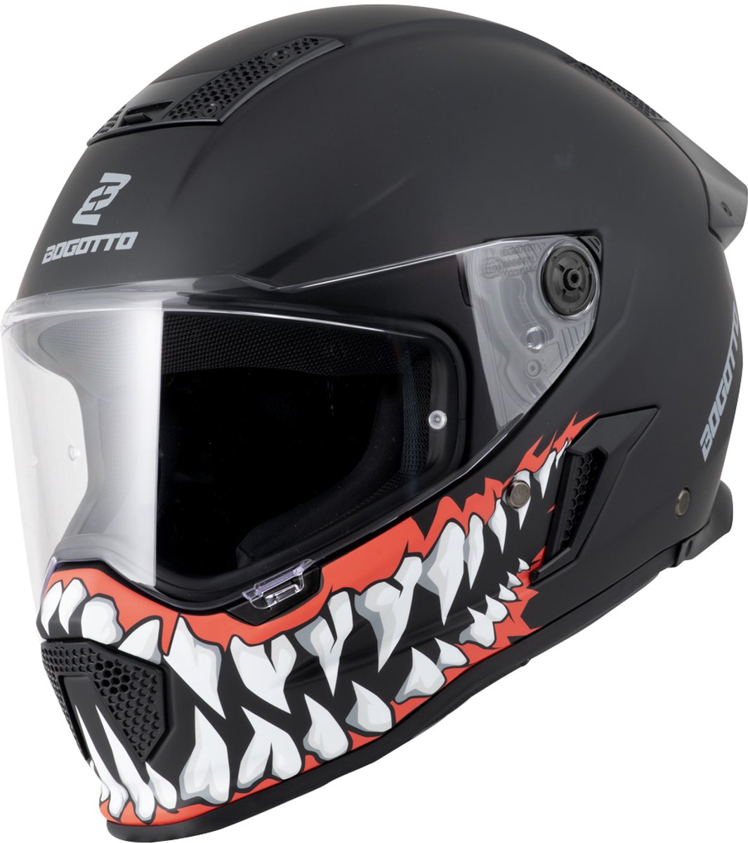 Bogotto Rapto Jaws Zwart Rood Integraalhelm - Maat XS - Helm