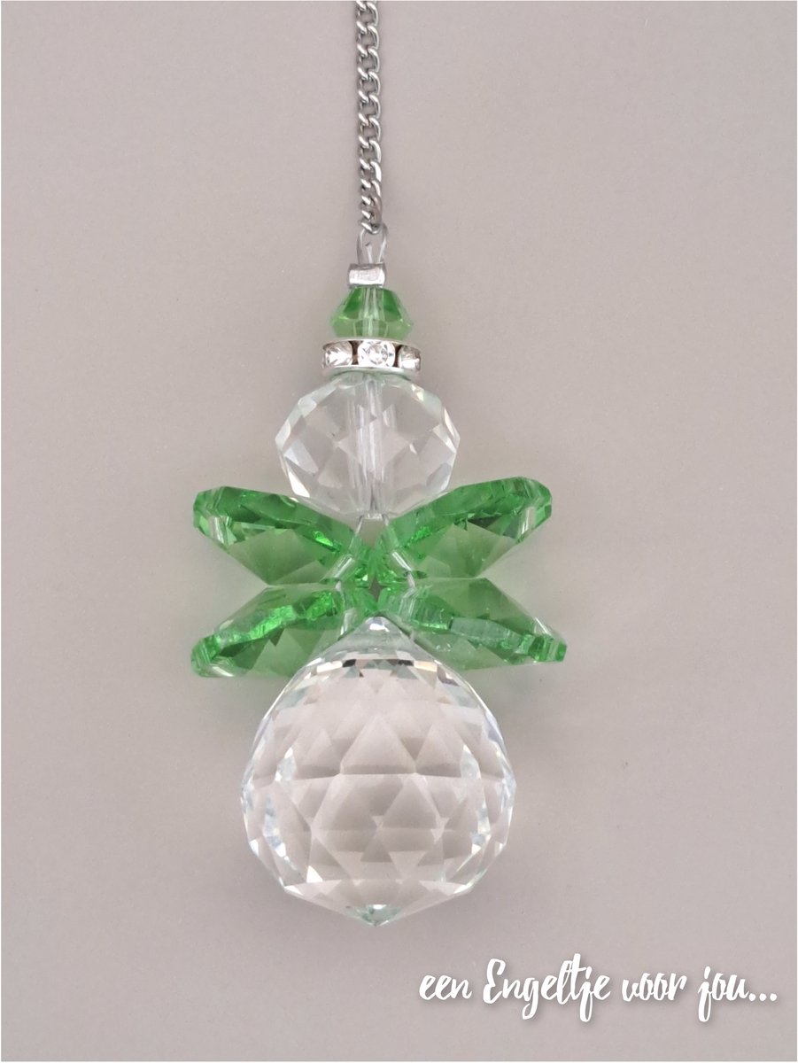 Geluksengel Raamhanger - Kristallen Engel - Beschermengel - Kristal Geluksengel - Engeltje - Kristal Engel - Raamdecoratie - Raamkristal - hanger