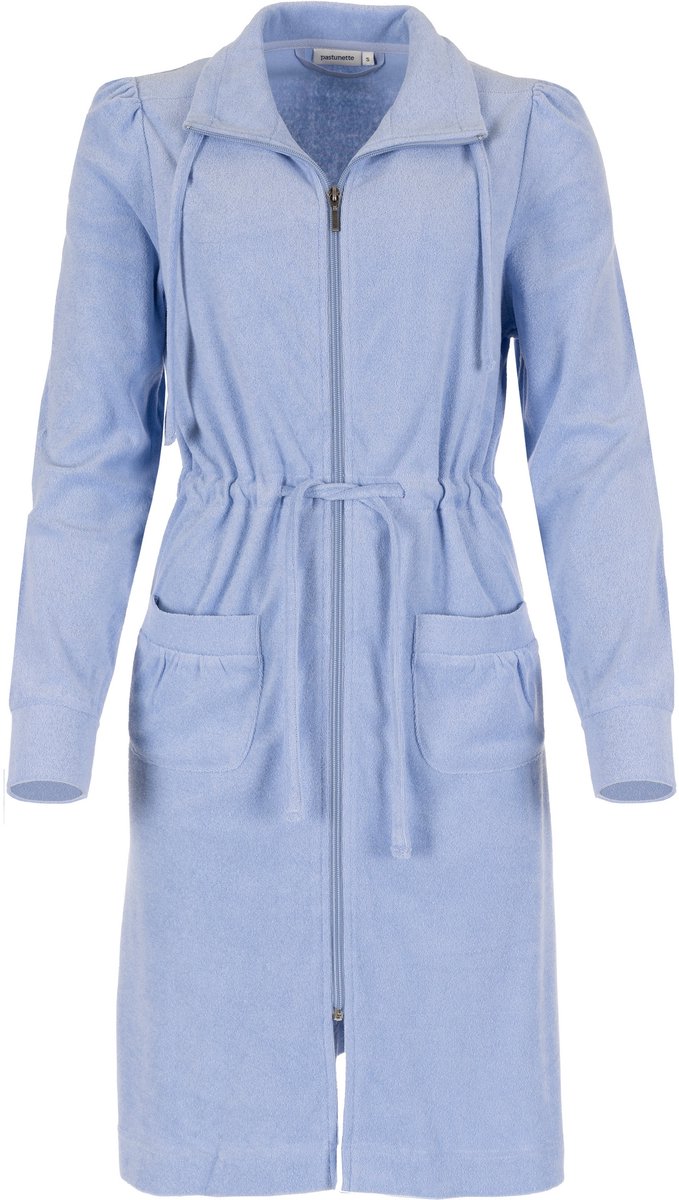 Pastunette Badjas Soft Blue - Badstof - Blauw - Rits - Maat 3XL