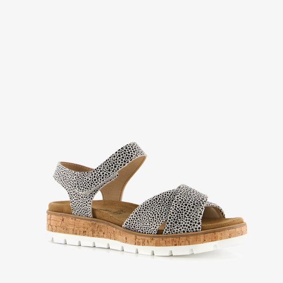 Hush Puppies leren dames sandalen met print - Wit - Uitneembare zool - Maat 40
