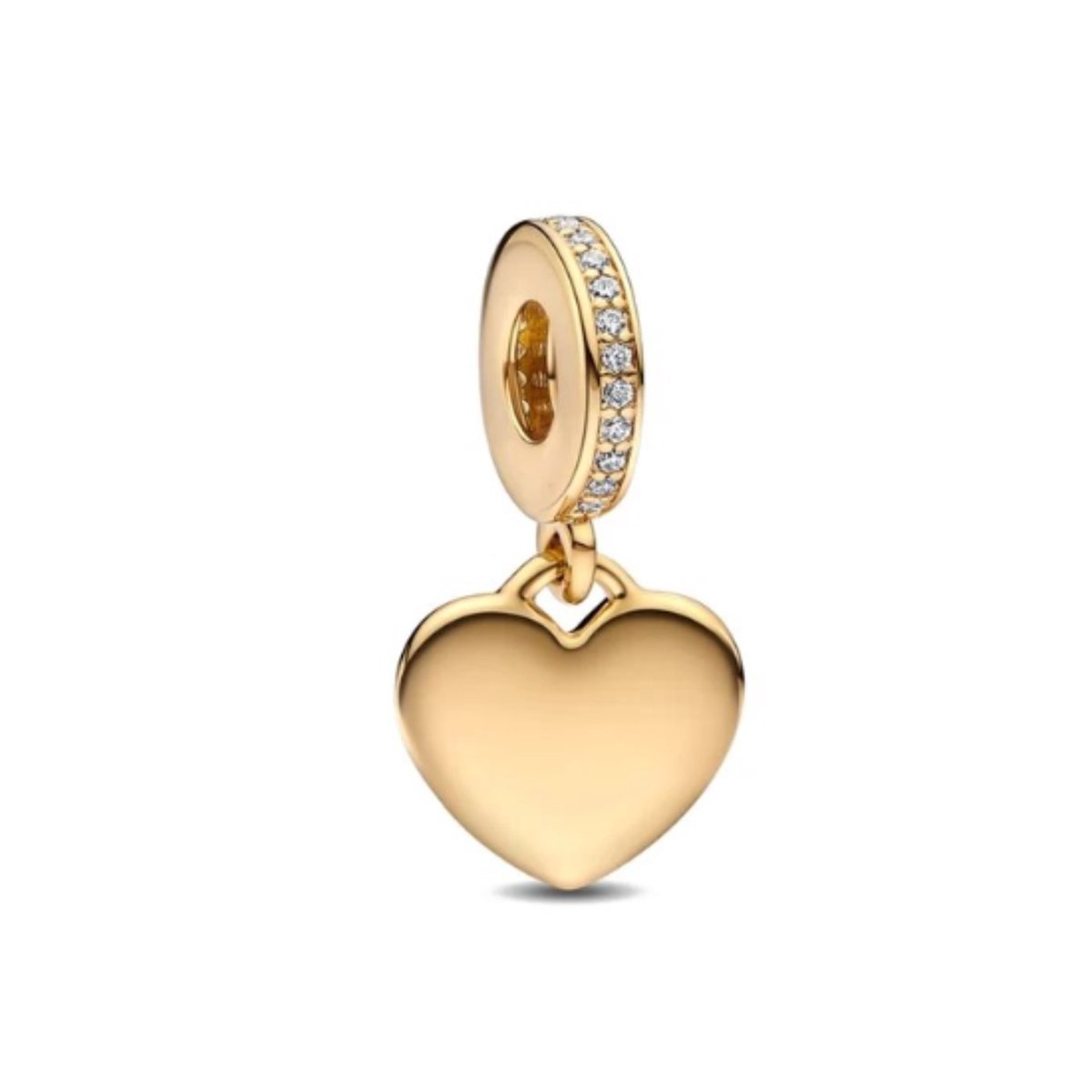 SportPresent® - Love - Hart - Goud - Bedel voor Armband - Geschikt voor armband - Hart - San Valentino - Zilver 925 - Strass - Goud -Liefde - Valentijnsdag - Love - Ketting - BedelArmband-Kraal - Hanger - Sportsieraad - Sieraad