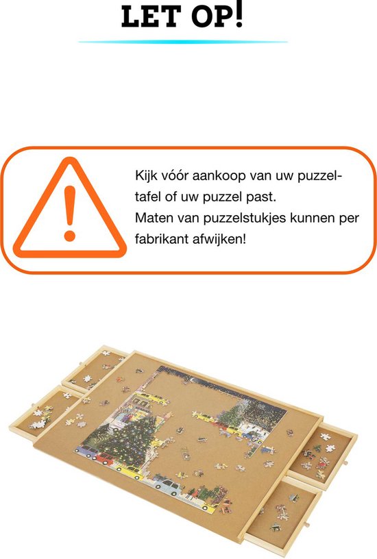 PiecePro Puzzelbord met 4 Lades - 1000 Stukjes - Puzzeltafel met Opbergsysteem - 76 x 57 cm - Puzzelmat - Portapuzzle - Puzzelplaat - Puzzelplank
