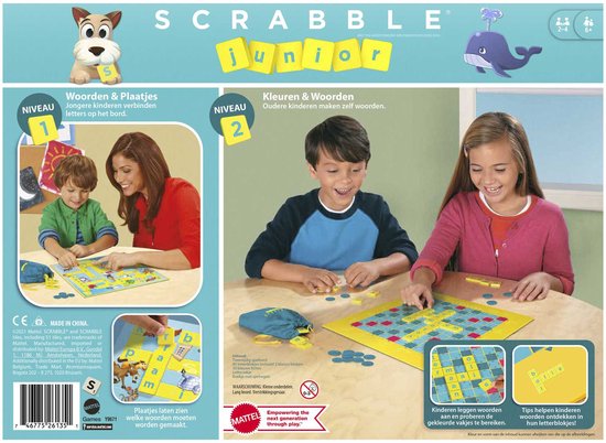 Mattel Games Scrabble Junior - Familie bordspel - Nederlandse editie