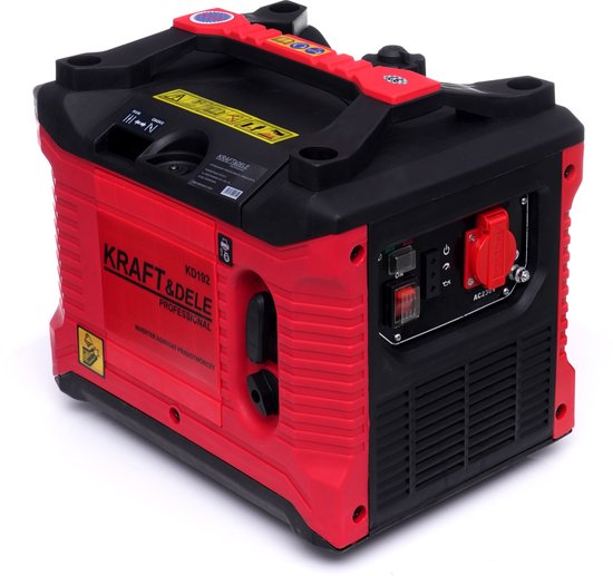 Foto: Kraft dele kd192 draagbare inverter generator benzine 4 takt met stroomstabilisatie 1000 1500 watt 1x 230v stroomgenerator rood