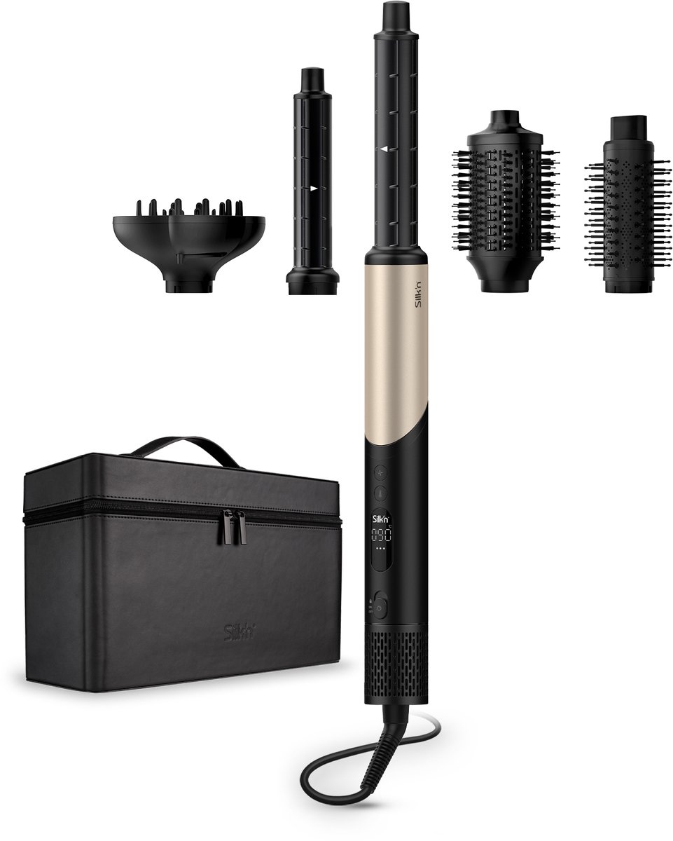 Silk'n Airstyler 5-in-1 - Fohnborstel met 5 accessoires - Diffuser, roterende borstels en meer - Krulborstel, stijltang en krultang - Ionische haardroger - SilkyAir Flex Curly & Wavy