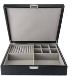 TomCare Horloge Box Horloge Case Sieraden Organizer Houder Sieraden Display Box Case Zonnebril Opslag Organizer Afsluitbaar met Glazen Top en PU Leer