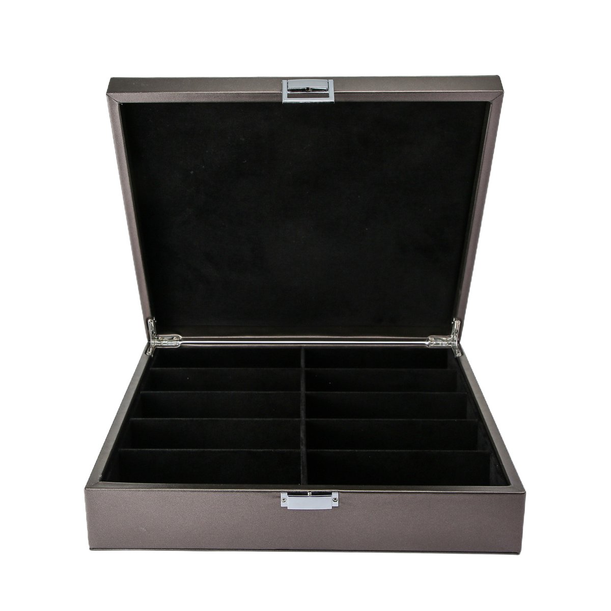 Emilie collection - brillendoos - metallic zilver - luxe opbergdoos voor 10 brillen en zonnebrillen - maat Large