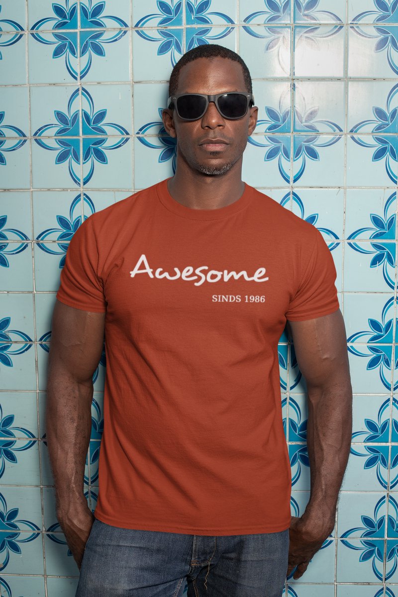 1986 Jaar Rood T-shirt Heren - Maat S - Awesome - Verjaardag Cadeau Mannen - Limited Edition