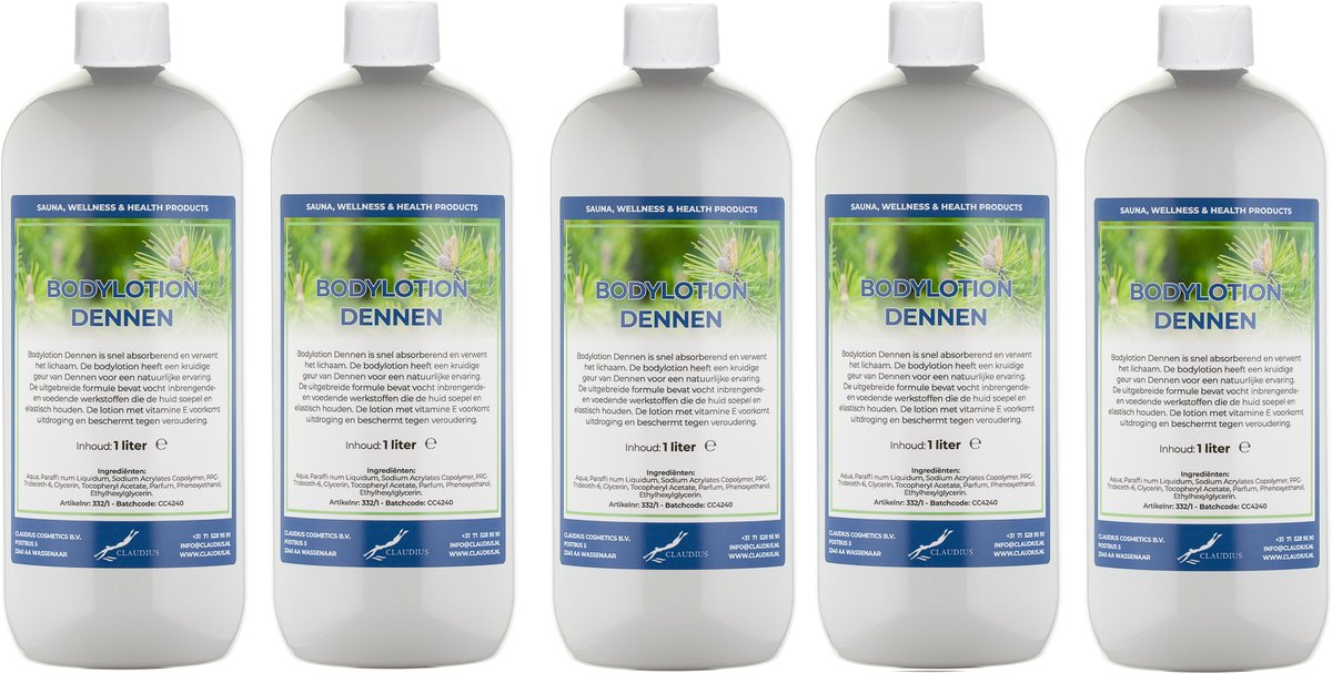 Bodylotion Dennen 1 Liter - set van 5 stuks - Voordeelverpakking