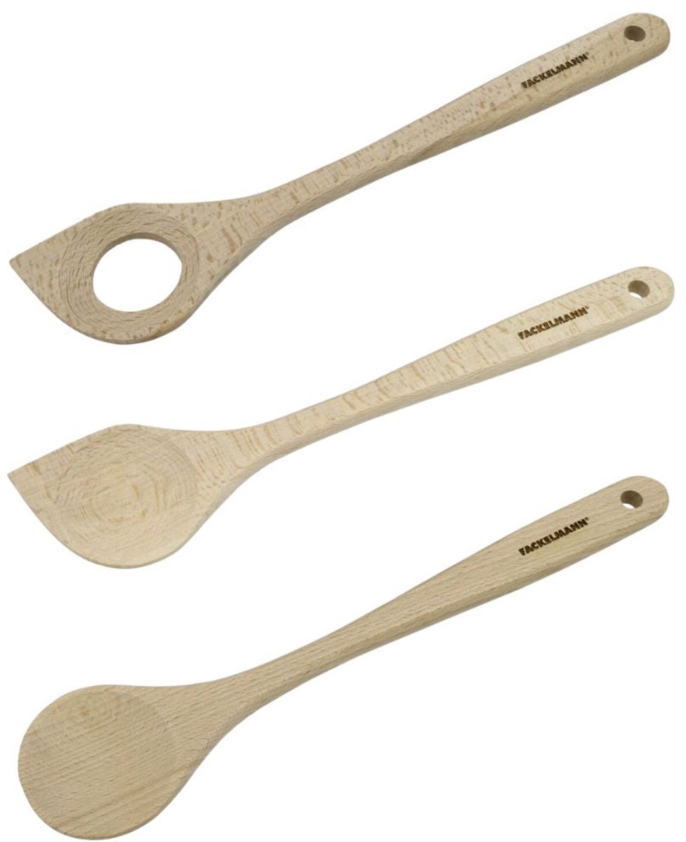 Set van 3 houten lepels 30 cm Fackelmann Nature