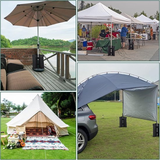 Set van 4 paviljoen, zandzakken, paviljoenpoten, hoogwaardig, paviljoen, zandzakken voor pop-up paviljoen, gewichten voor paviljoen, vouwpaviljoen, tuintenten, waterdicht (zwart) van Relaxdays — afbeelding 4
