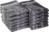Set de Essuies de vaisselle et essuie-tout DoubleDry - 12 pièces - Tissage jacquard - Katoen de haute qualité - Haute absorption - Jungle