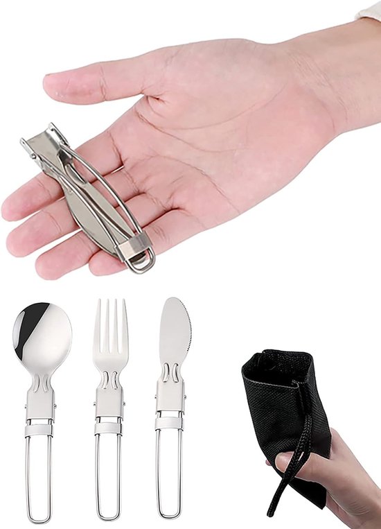 Roestvrij Stalen Campingbestek, 4 Delig, Klassiek Legerbestek Set Praktisch Outdoor Reisbestek In Elkaar Te Steken Met Mes Vork Lepel En Blikopener 2190431313