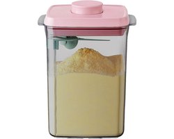 ANKOU 2300 Melkpoeder bewaarbus (UV-block/bescherming) kleur: roze | Melkpoeder doseerdoos | Babyvoeding opslag | Melkpoeder dispenser| Babyvoeding opslag |voorraad pot met vacuüm roze deksel inclusief maatschep (5gram poeder)