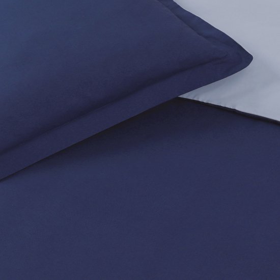 VISION Bicolor - Tweezijdig omkeerbaar Dekbedovertrekset - 100% katoen: zacht en soepel - Kingsize - Dekbedovertrek 260 x 240 cm met 2 bijhorende slopen - Blauw/grijs - Oekotex gecertificeerd van VISION — afbeelding 2