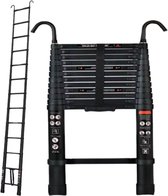 Bol.com Telescopische Ladder 38M - Zwarte Aluminium Verlengladder - Met Haken - Opvouwbaar & Multifunctioneel - Max. 150KG aanbieding
