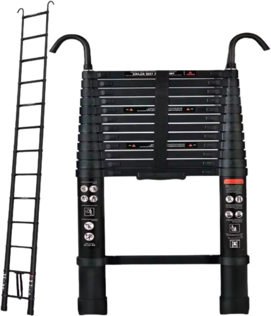 Eoxciiu Telescopische Ladder 3,8M met Haken, Aluminium, Meertraps