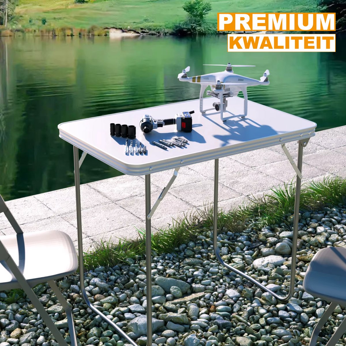 Draagbare Campingtafel 79cm - Aluminium Klaptafel - Opvouwbaar & Verstelbaar - Voor Picknick, BBQ & Tuinfeest