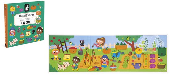 Janod - Magneti Stories De Moestuin – Educatieve Magneetset Met 30 Magneten – Magneetboek - Fantasierijk Speelgoed - Geschikt Voor Kinderen Vanaf 3 Jaar