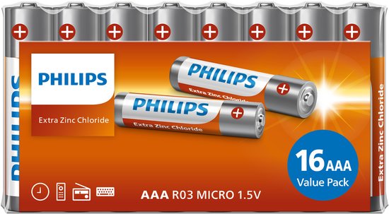 Foto: Philips longlife batterijen aaa voordeelverpakking 16 stuks