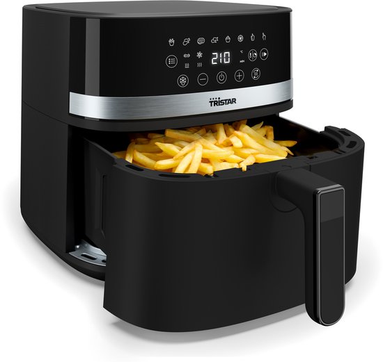 Tristar Airfryer FR-9418 – 8 Liter – Heteluchtfriteuse – Grote Capaciteit XXL – PFAS Vrij – 7 programma’s – Warmhoudfunctie – 2000 Watt – Zwart