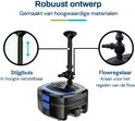 Zwarte vijverpomp met verstelbare stijgbuis en flowregelaar. Robuust ontwerp.