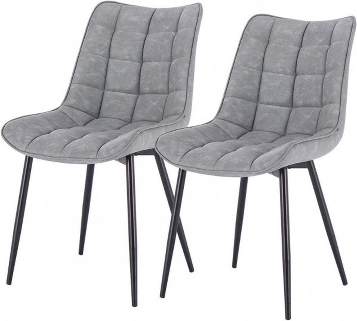 In And Outdoormatch Eetkamerstoelen - set van 2 - kunstleer - premium kwaliteit - modern design - lichtgrijs Lichtgrijs Leer