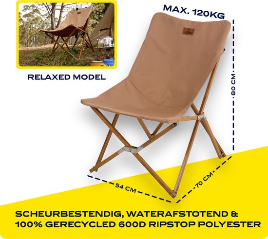 NOMAD® 2x Lounge Campingstoel Mando (set) - Beige - Comfortabel lounge model - Sterk Frame — afbeelding 3