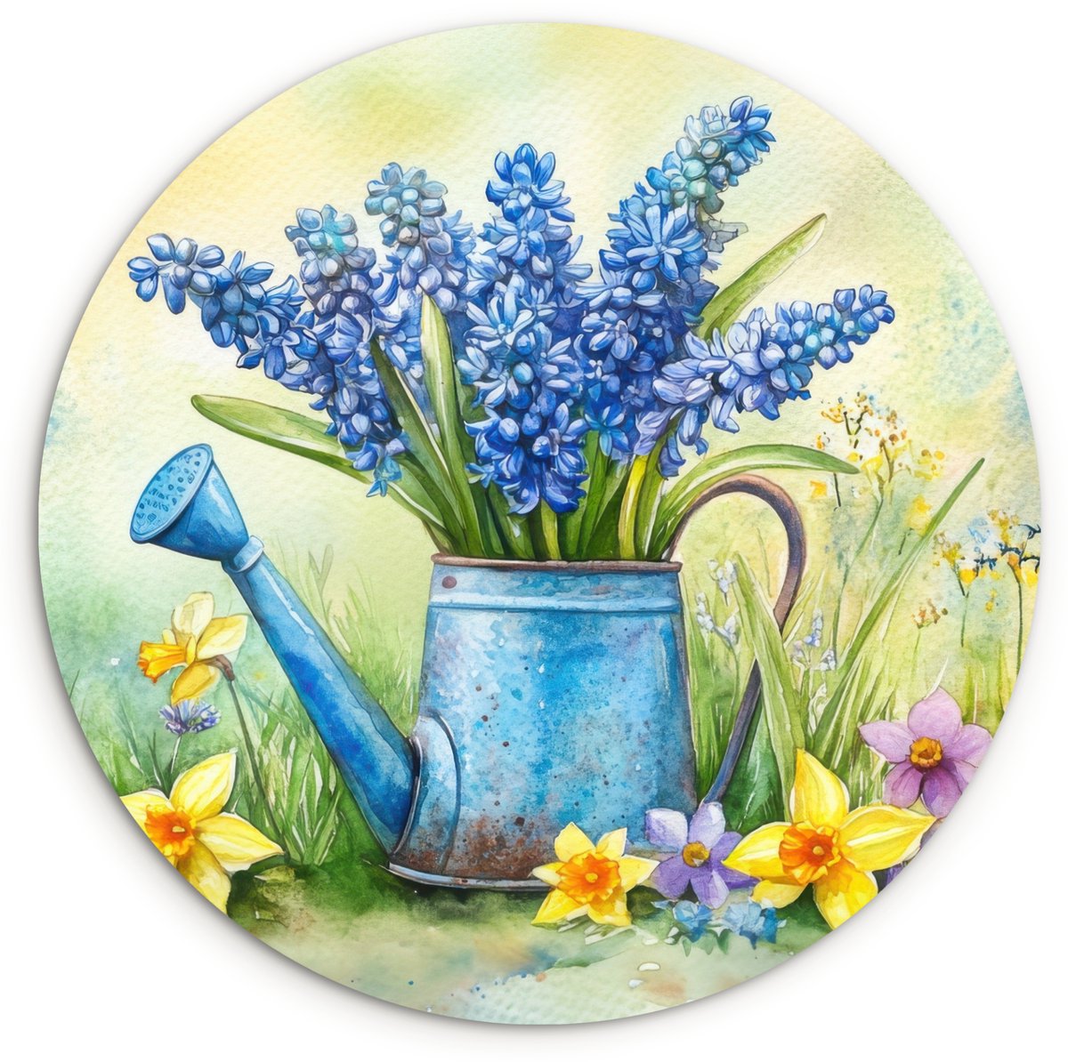 WallCircle® Wandcirkel 90x90 cm - Muurcirkel Gieter - Lavendel - Bloesems - Muurdecoratie 