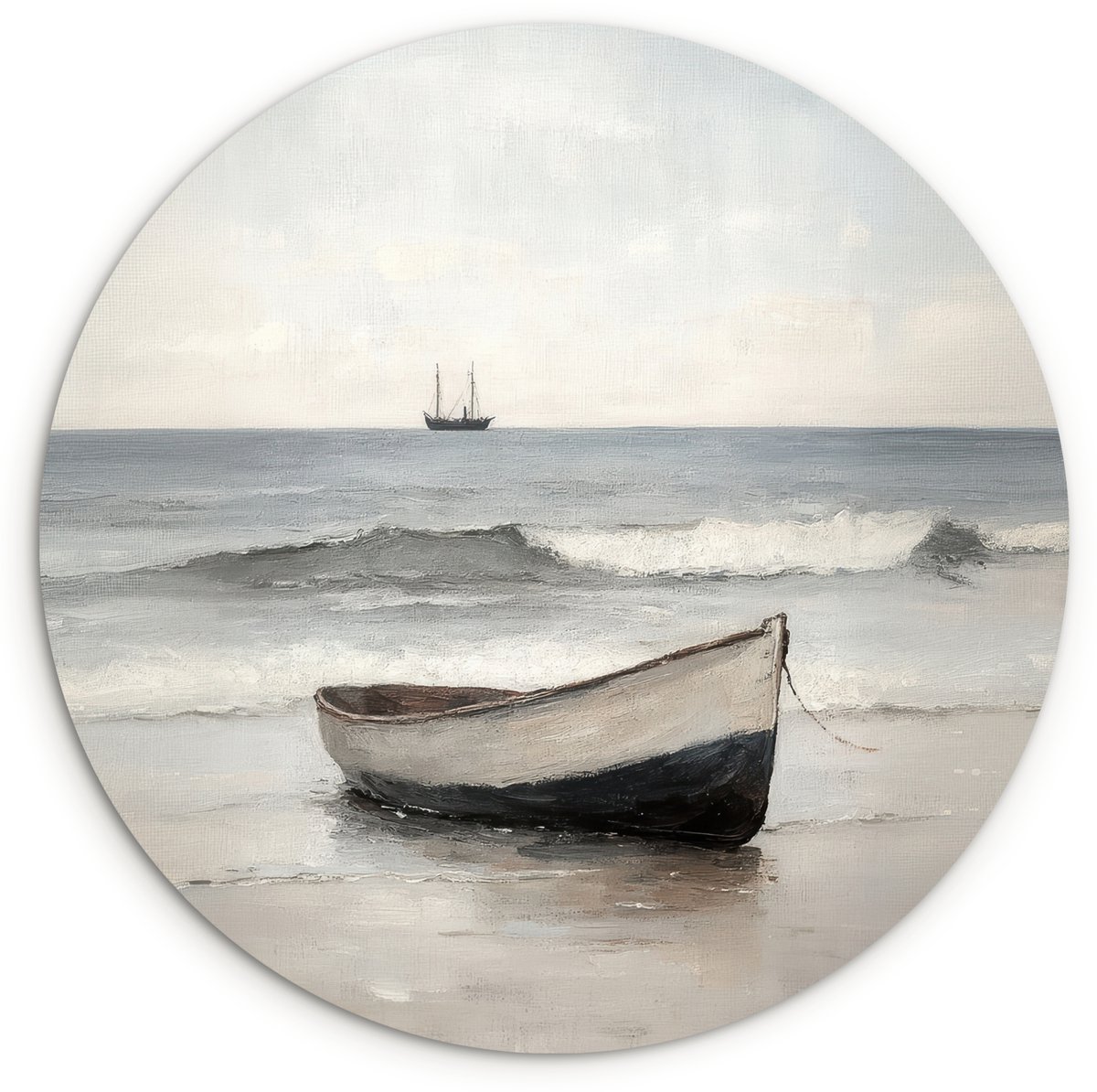 WallCircle Wandcirkel 150x150 cm - Muurcirkel Roeiboot - Zee - Horizon - Muurdecoratie woonkamer - Wanddecoratie slaapkamer - Kamer decoratie accessoires - Ronde schilderijen