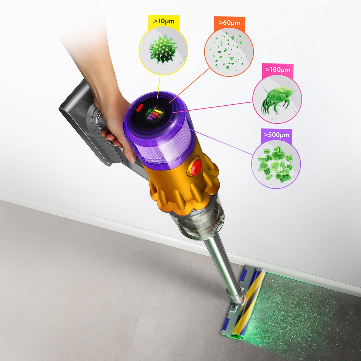 Dyson V12 Detect Slim Absolute - Steelstofzuiger - Nikkel/Geel - 150 Air Watts - Lichtgewicht — afbeelding 4