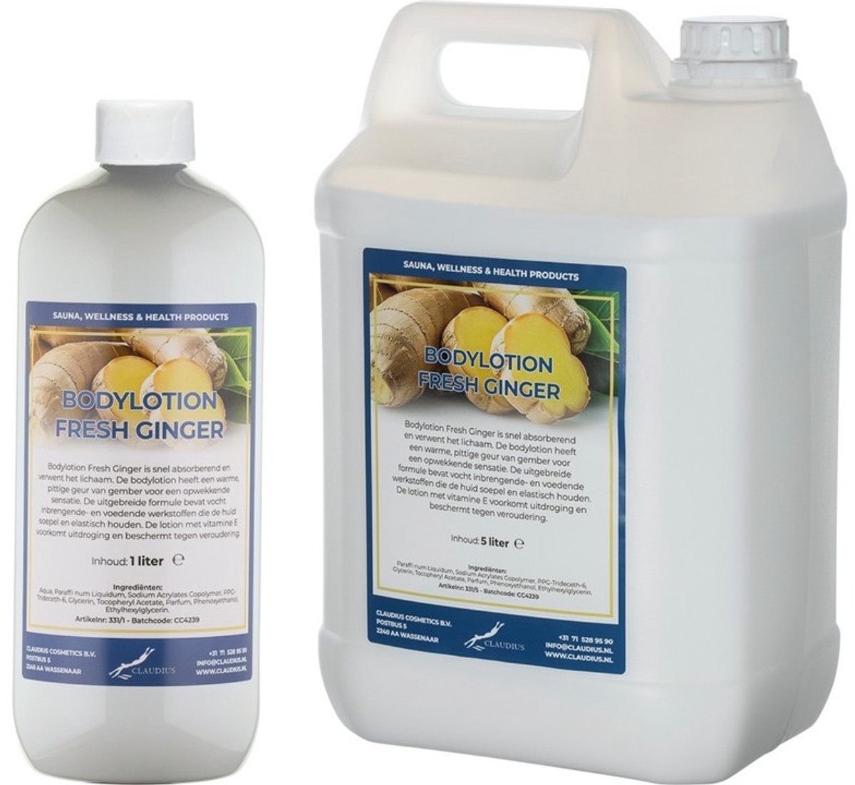 Bodylotion Fresh Ginger 1 Liter - hervulbaar + Jerrycan 5 Liter navulling