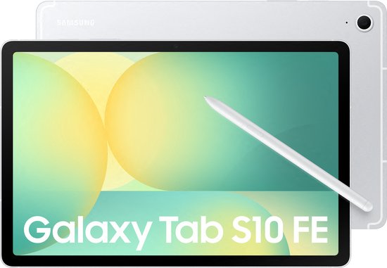 Samsung Galaxy Tab S10 FE 256GB Wifi Tablet zilver, 8GB RAM, 800 nits scherm, S Pen, IP68 waterbestendig