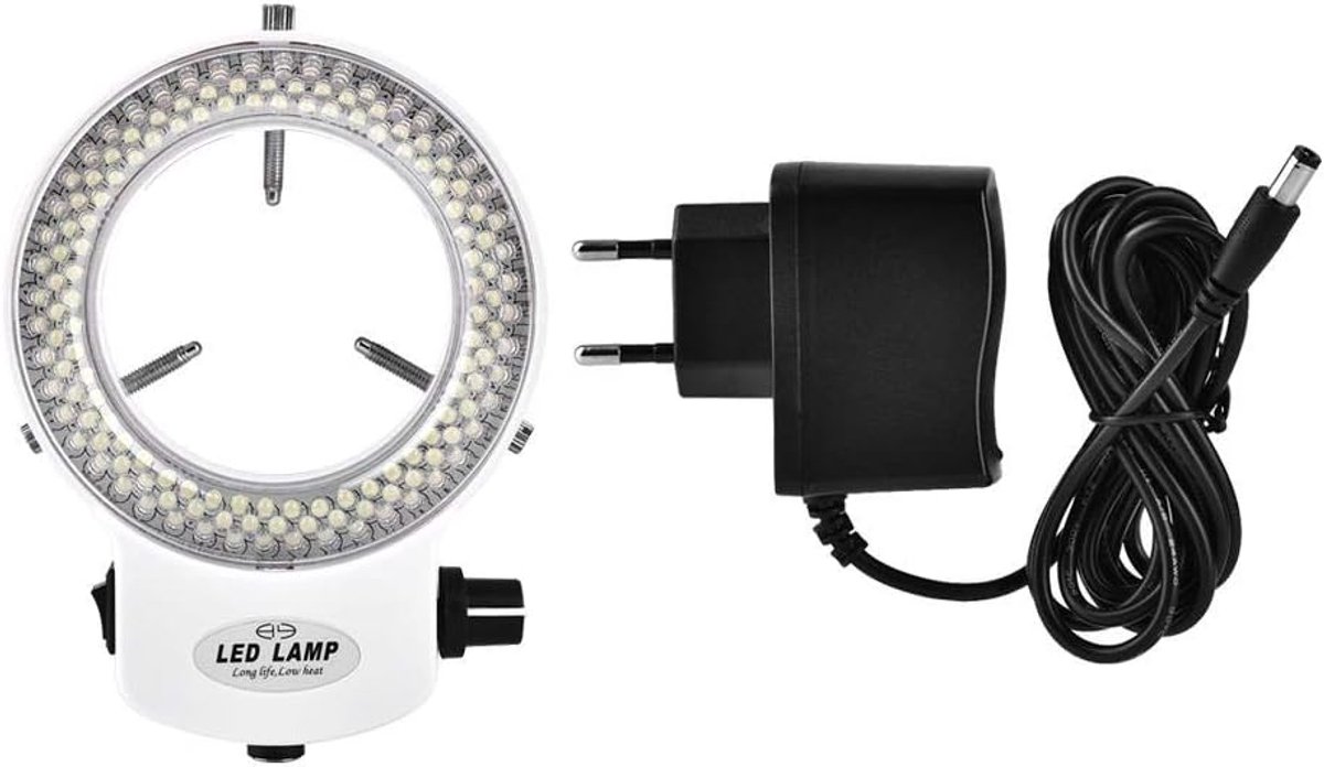144 LED Ringlamp 4.5W Verstelbaar voor Microscoop en Camera - Instelbare Helderheid - Meer dan 18000 LUX - EU Plug - Wit