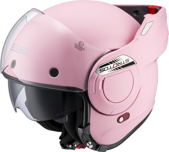 BEON B707 Stratos Motorhelm - XL - Systeemhelm met Zonnevizier - 180º Verstelbare integraalhelm - Jethelm - Dames scooterhelm - Mat Roze