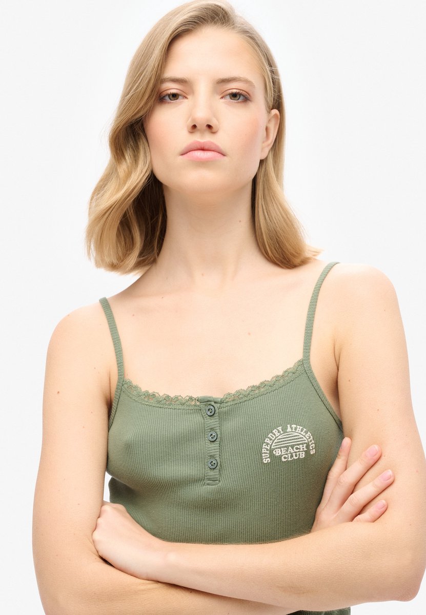 Athletic Essentials Button Down Cami Top Groen Grootte: 14-16